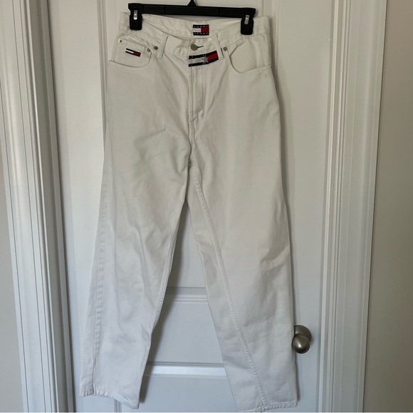 Tommy Hilfiger Vintage 30/32 White Denim Jean Embroidered Logo - Picture 8 of 13